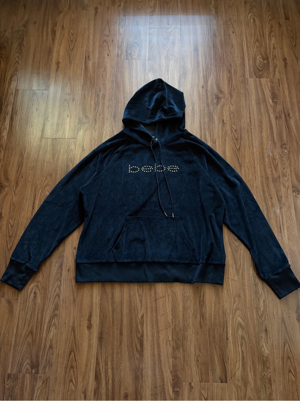 bebe Black Stud Logo Crewneck Hoodie